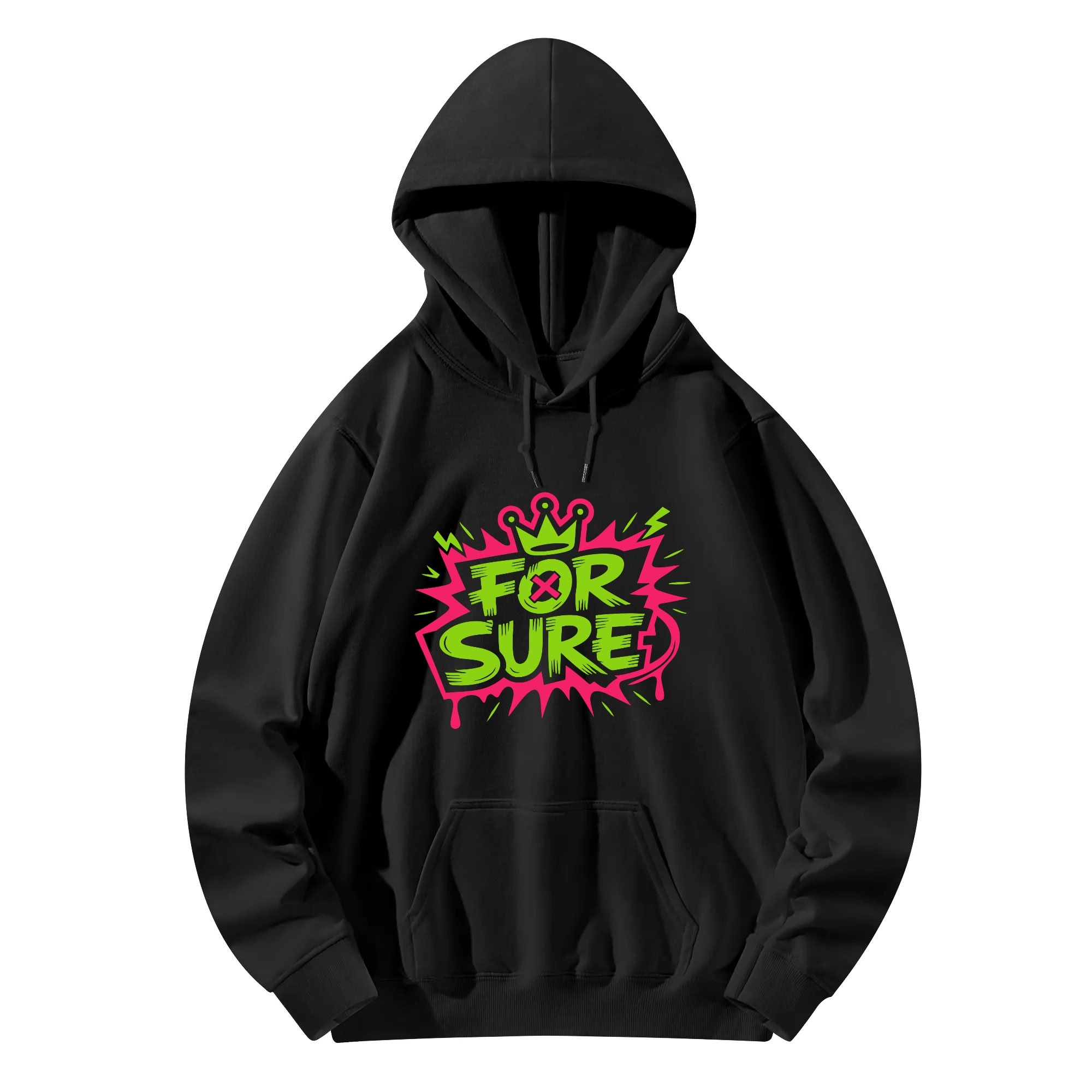 "FOR SURE" Front Printed US Size Adult Fleece Hoodie (Only Ship by Your Label ) - Image 6