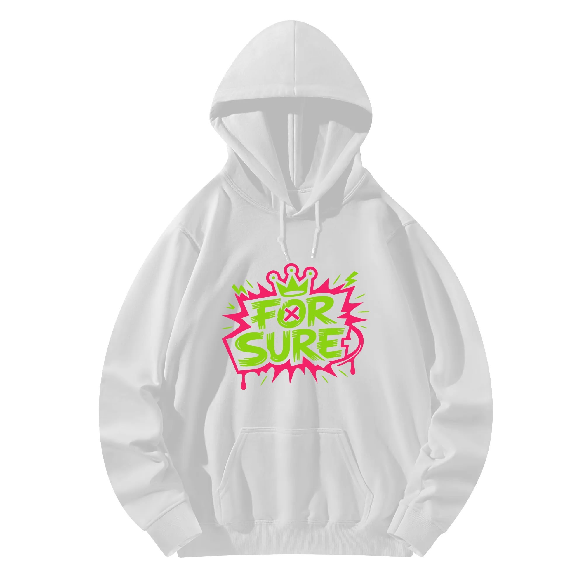 "FOR SURE" Front Printed US Size Adult Fleece Hoodie (Only Ship by Your Label ) - Image 3